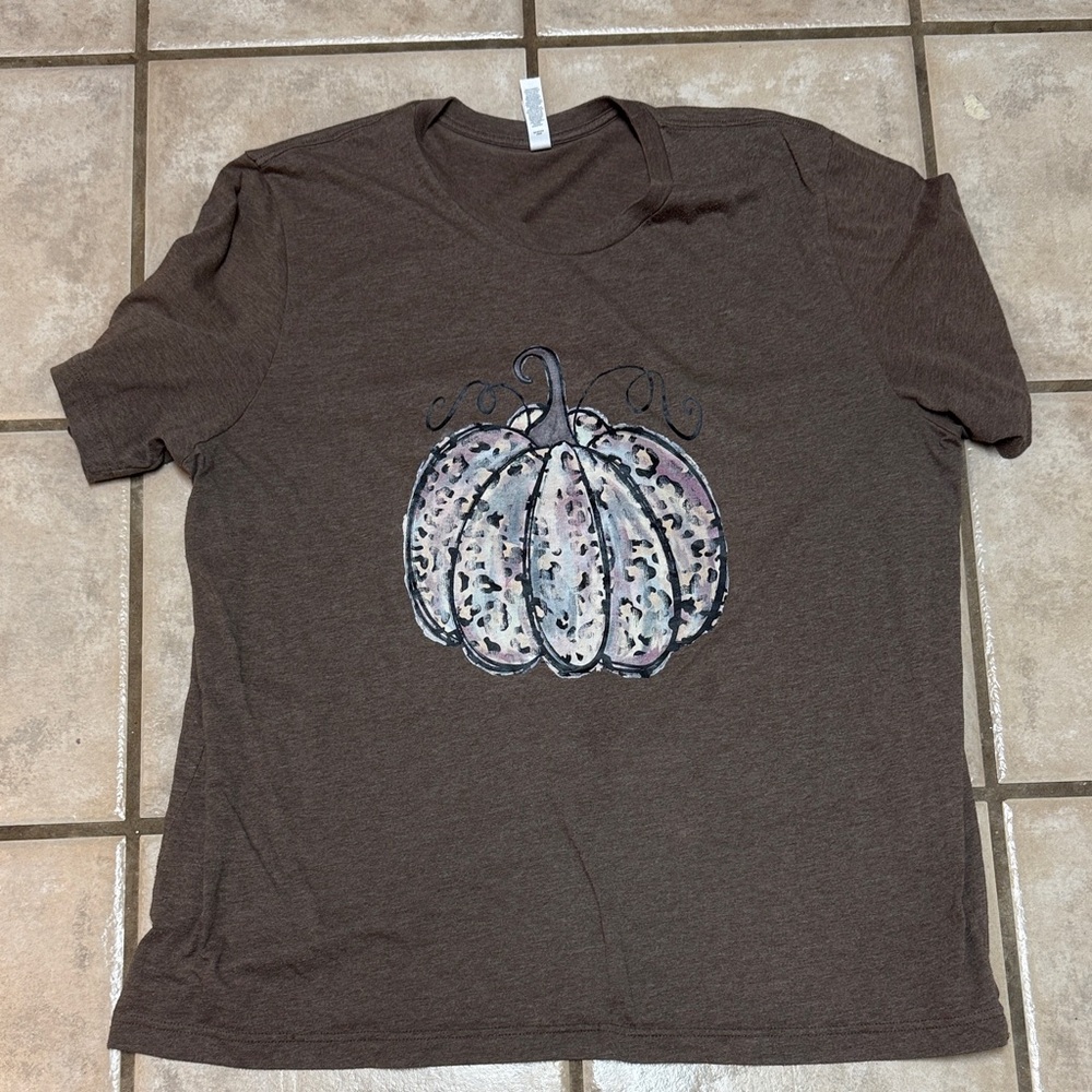Brown T-Shirt with Pumpkin Design
